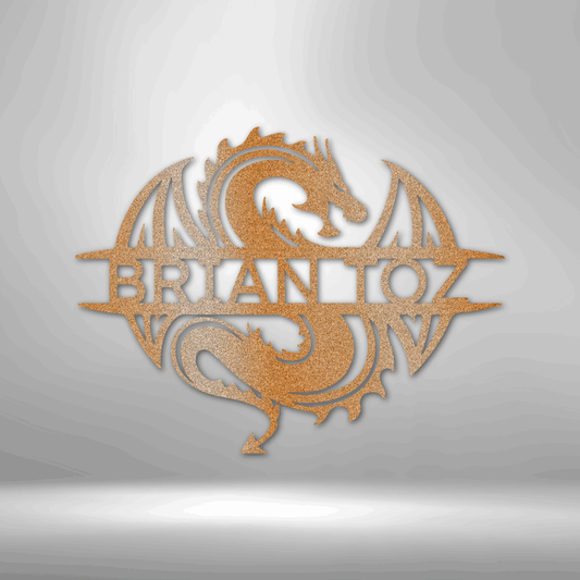 Celtic Dragon Monogram - Steel Sign