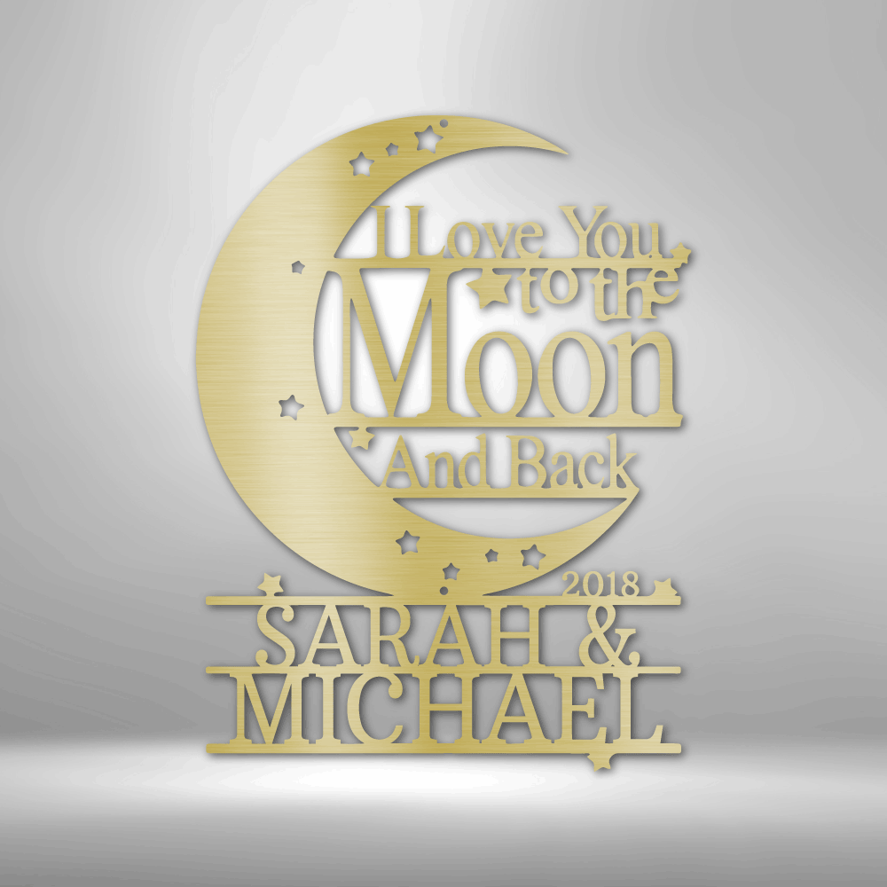 Moon and Back Monogram - Steel Sign