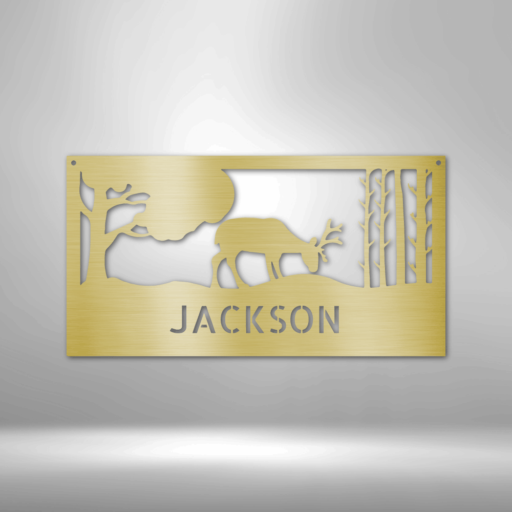 Grazing Deer Monogram- Steel Sign