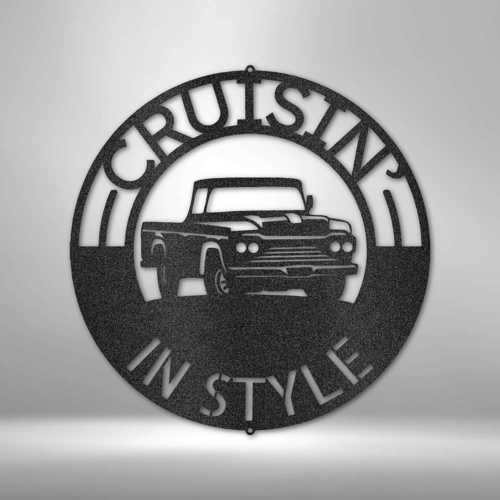 Classic Pickup Truck Monogram - Steel Sign