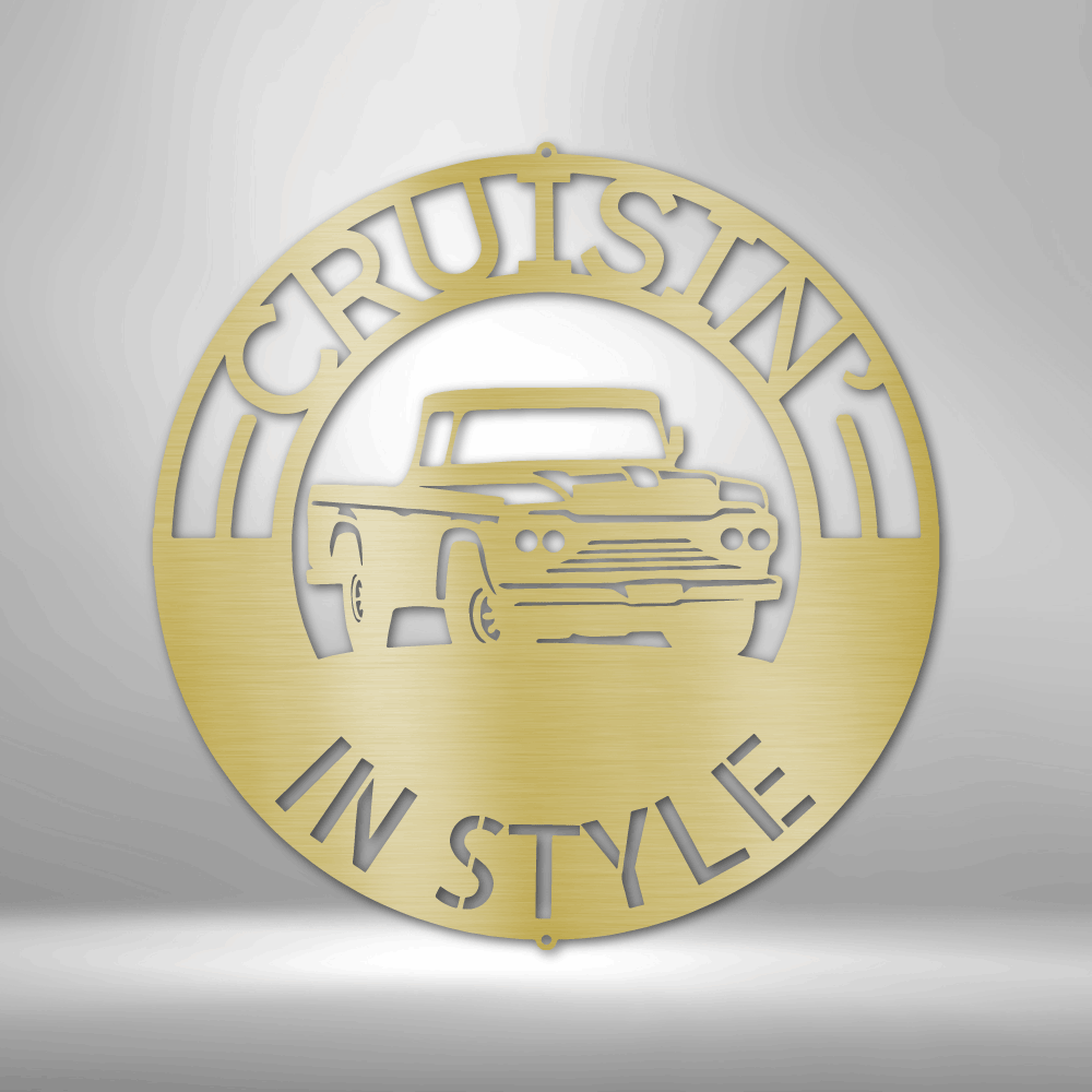 Classic Pickup Truck Monogram - Steel Sign