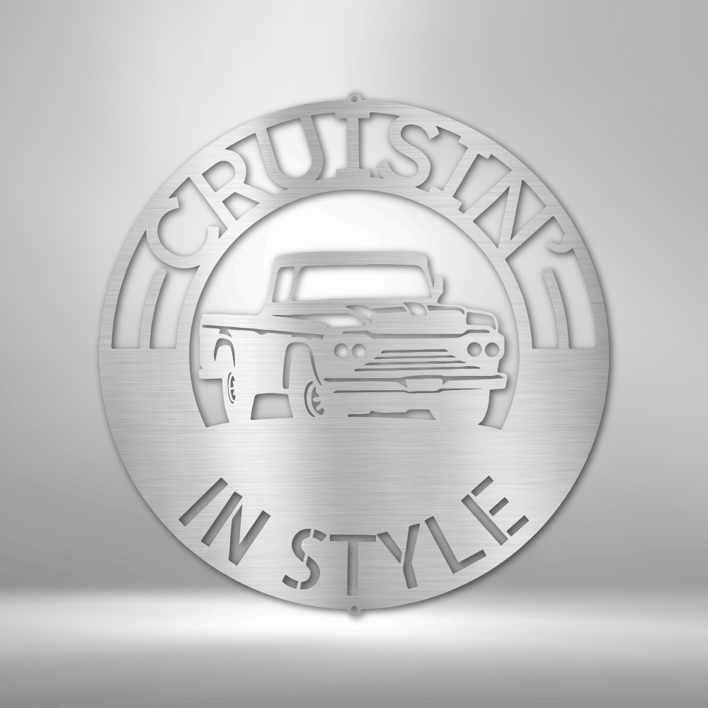 Classic Pickup Truck Monogram - Steel Sign