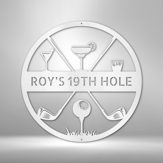 19th Hole Casual Monogram - Steel Sign