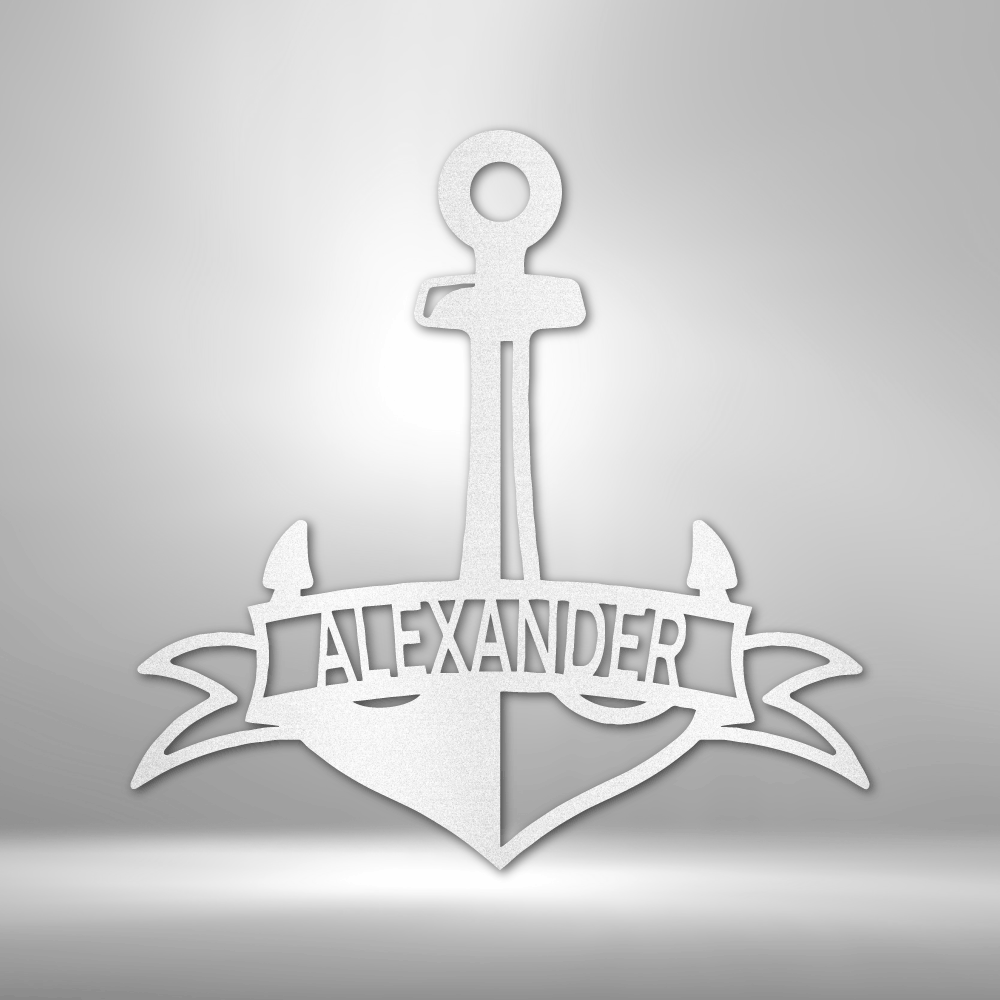 Fancy Anchor Banner - Steel Sign